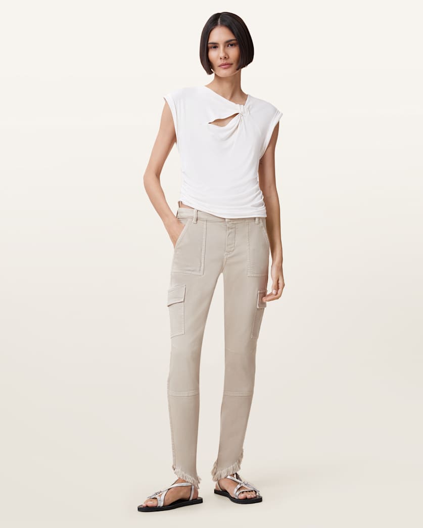 Duran Skinny Denim Cargo Jeans CREAM WHITE | ALLSAINTS